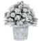 22" Pre-Lit Flocked Chiwawa Basin Pine Tree With Pinecones In Gray Pot, Clear LED Lights